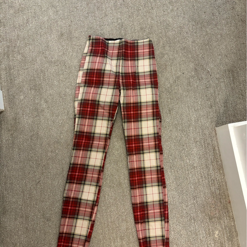 H&M Red and White Plaid Skinny Pants